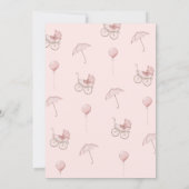 Schattige Roze Baby Buggy Baby shower Kaart (Achterkant)