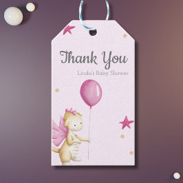 Schattige Roze Baby Dragon Baby shower Dank u Cadeaulabel