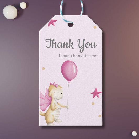Schattige Roze Baby Dragon Baby shower Dank u Cadeaulabel