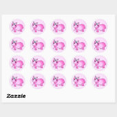 Schattige Roze Baby Hippo Gestreepte Stickers (Vel)