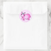 Schattige Roze Baby Hippo Gestreepte Stickers (Tas)
