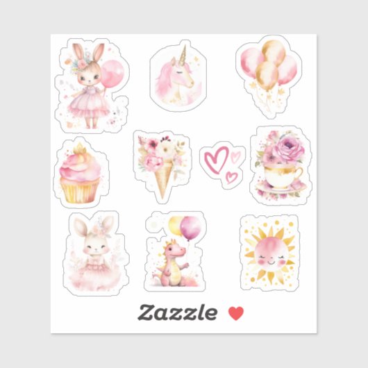 Schattige roze baby meisje Baby shower Sticker (Vel)
