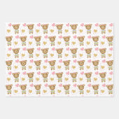 Schattige roze baby meisje Beer Inpakpapier Vel (Voorkant)