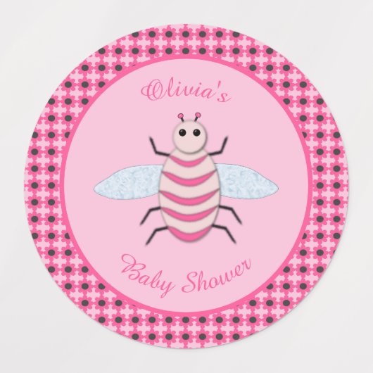 Schattige Roze Baby Meisje Bijen Custom Baby showe Labels (Design 2)