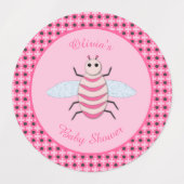 Schattige Roze Baby Meisje Bijen Custom Baby showe Labels (Design 1)