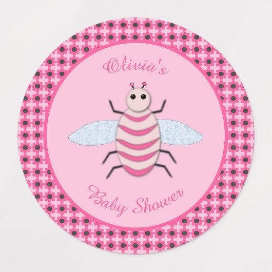 Schattige Roze Baby Meisje Bijen Custom Baby showe Labels (Design 1)