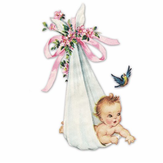 Schattige Roze Baby Meisje Douche Staand Fotobeeldje (Voorkant)