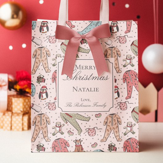 Schattige Roze Baby Meisje Kerst Custom Klein Cadeauzakje