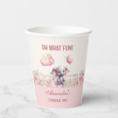 Schattige Roze Baby Meisje Olifant 1e Verjaardagsf Papieren Bekers (Voorkant)