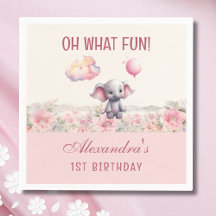 Schattige Roze Baby Meisje Olifant 1e Verjaardagsf