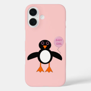 Schattige Roze Baby Meisje Pinguïn iPhone 16 Hoesje