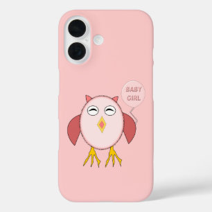 Schattige Roze Baby Meisje Uil iPhone 16 Hoesje
