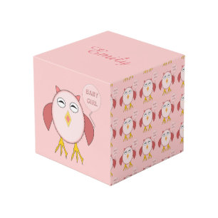 Schattige Roze Baby Meisje Uil Persoonlijk Kubus