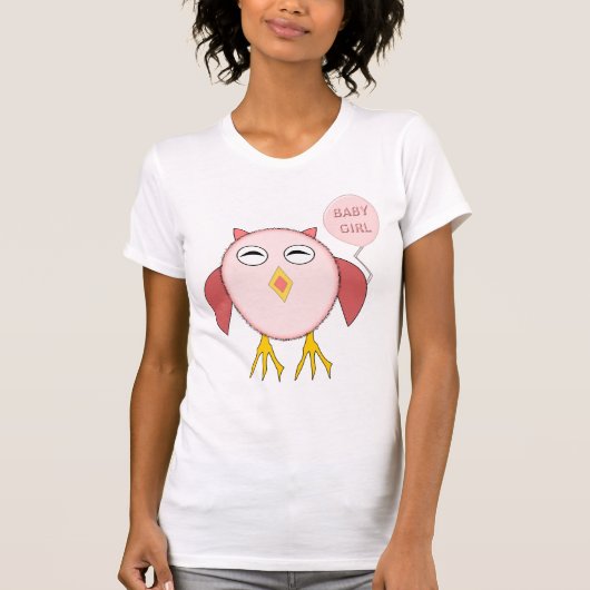Schattige Roze Baby Meisje Uil T Shirt (Voorkant)