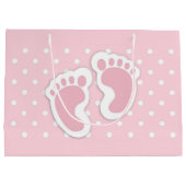 Schattige roze baby meisje voetafdruk groot cadeauzakje (Achterkant)