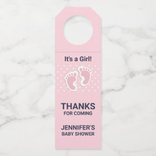 Schattige roze baby meisje voetafdrukken het is ee flessenhanger