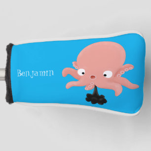Schattige roze baby octopus cartoon humor golfheadcover