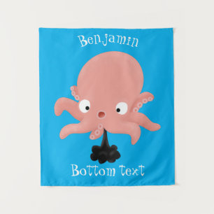 Schattige roze baby octopus cartoon humor wandkleed