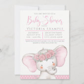 Schattige Roze Baby Olifant Baby Shower Kaart (Voorkant)
