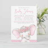 Schattige Roze Baby Olifant Baby Shower Kaart (Staand voorkant)