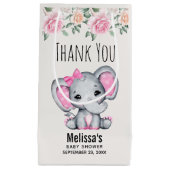 Schattige Roze Baby Olifant en Rozen Baby shower Klein Cadeauzakje (Voorkant)