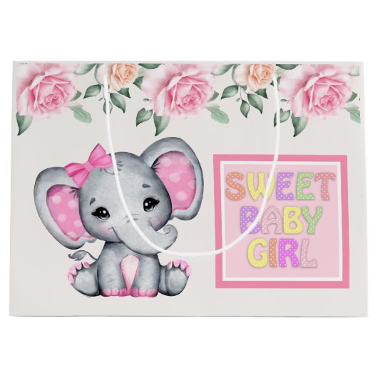 Schattige roze Baby olifant lief baby meisje Groot Cadeauzakje (Voorkant)