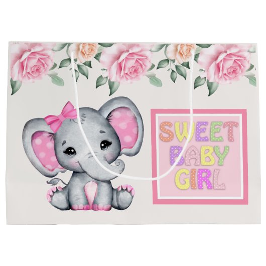 Schattige roze Baby olifant lief baby meisje Groot Cadeauzakje (Achterkant)