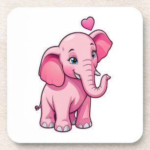 Schattige roze Baby olifant met liefde Bier Onderzetter