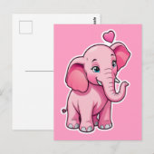 Schattige roze Baby olifant met liefde Briefkaart (Voorkant / Achterkant)