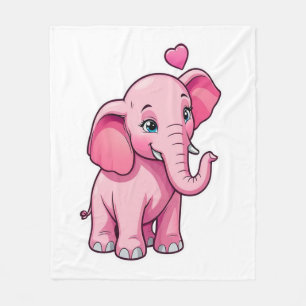 Schattige roze Baby olifant met liefde Fleece Deken