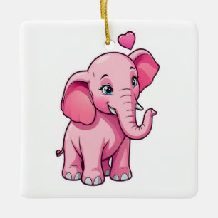Schattige roze Baby olifant met liefde Keramisch Ornament