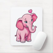 Schattige roze Baby olifant met liefde Muismat (Met muis)