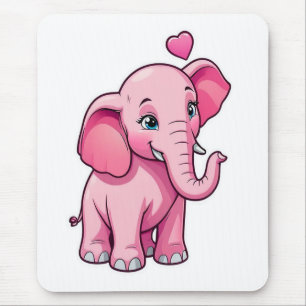 Schattige roze Baby olifant met liefde Muismat