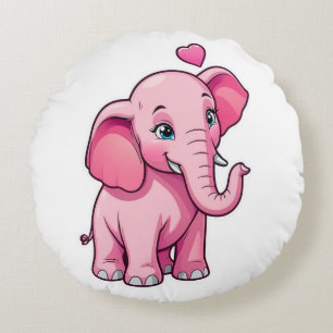 Schattige roze Baby olifant met liefde Rond Kussen