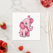 Schattige roze Baby olifant met liefde Servet (Insitu)