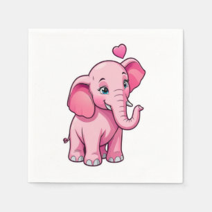 Schattige roze Baby olifant met liefde Servet