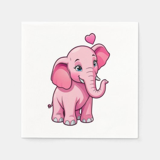 Schattige roze Baby olifant met liefde Servet (Voorkant)