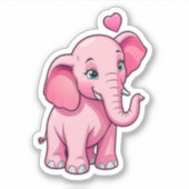 Schattige roze Baby olifant met liefde Sticker (Voorkant)
