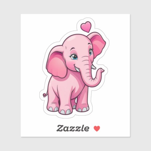 Schattige roze Baby olifant met liefde Sticker (Vel)