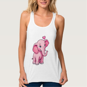 Schattige roze Baby olifant met liefde Tanktop