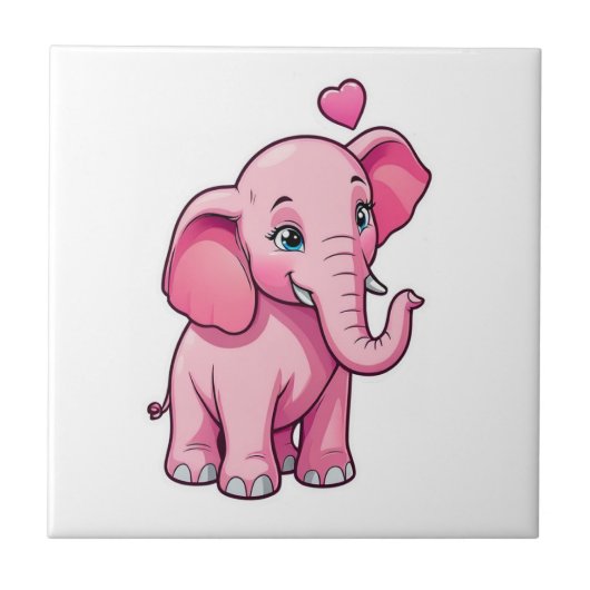Schattige roze Baby olifant met liefde Tegeltje (Voorkant)