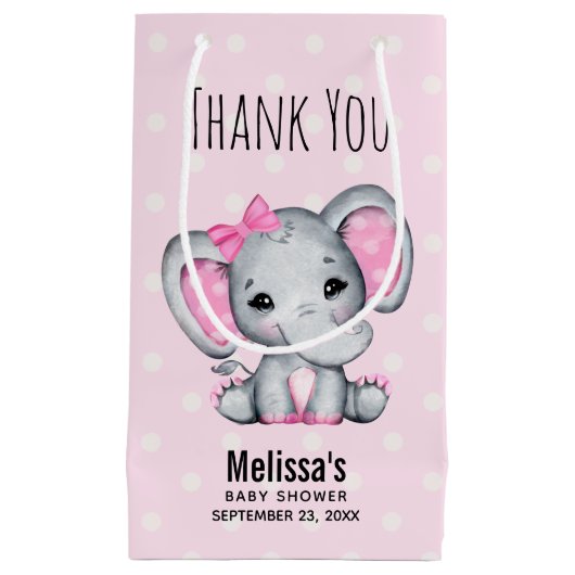 Schattige Roze Baby Olifant met Polka Dot Baby sho Klein Cadeauzakje (Voorkant)