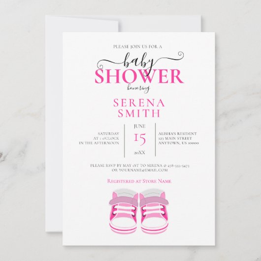 Schattige ROZE Baby Schoenen BABY SHOWER Kaart (Voorkant)