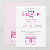 Schattige ROZE Baby Schoenen BABY SHOWER Kaart (Voorkant / Achterkant)
