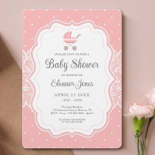 Schattige  roze Baby shower Kaart