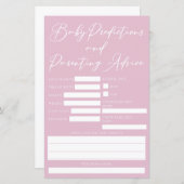 Schattige Roze Baby shower Voorspellingen Advies K (Voorkant / Achterkant)