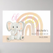 Schattige roze babyolifant waterverf illustratie poster (Voorkant)