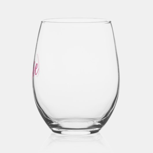 Schattige Roze Bachelorette Bruids Partij Monogram Wijnglas Zonder Voet (Links)