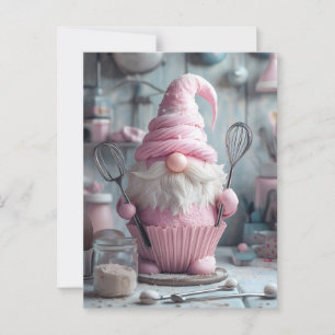 Schattige Roze Bakken Gnome Cupcake Briefkaart