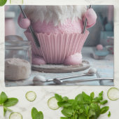 Schattige Roze Bakken Gnome Cupcake Theedoek (Gevouwen)
